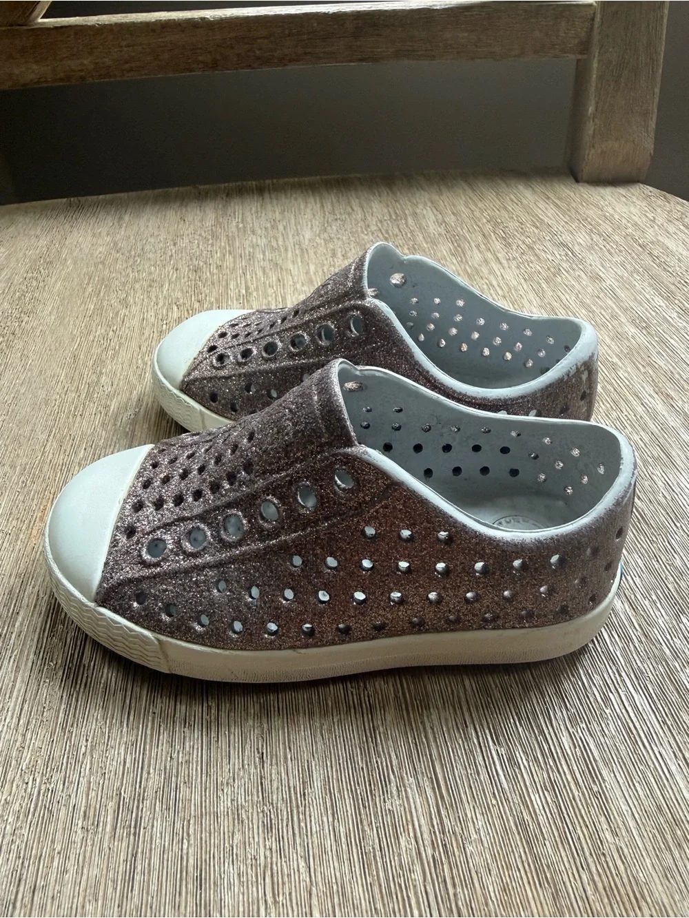 Native Jefferson Bling Sandal Shoes Metal Bling waterproof toddler girl sz C5